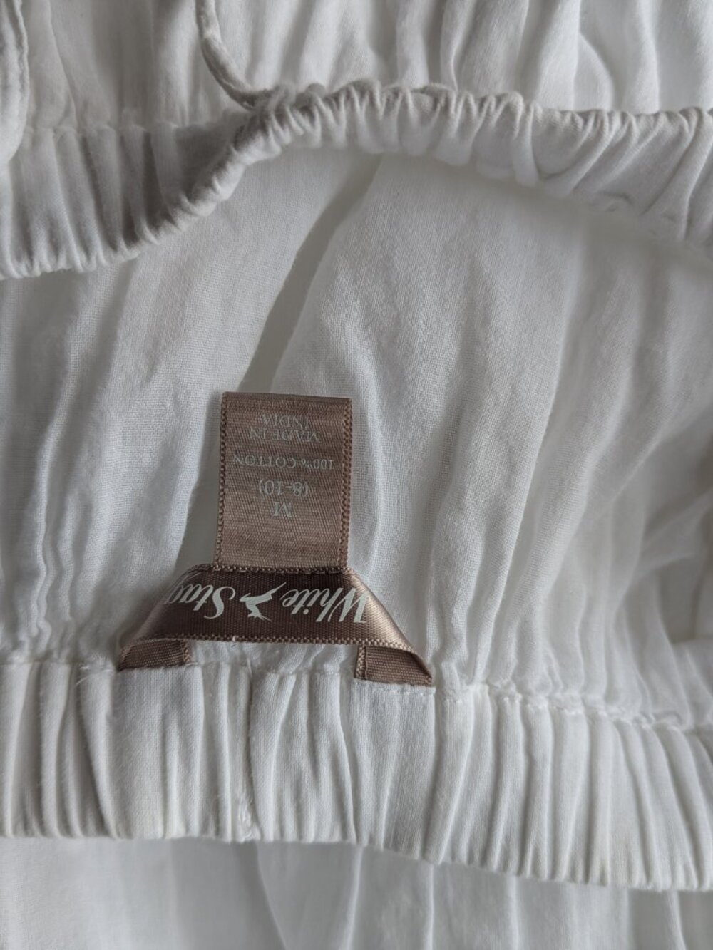 White stag long white cotton skirt elastic waist drawstring size M #303 - Picture 5 of 5